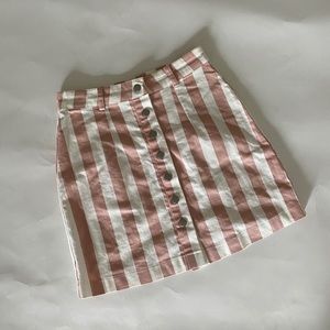 Short striped mini skirt button up XS